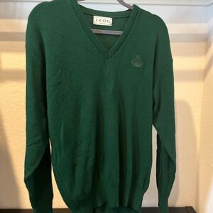 VTG IZOD Men’s Pullover V-neck Golf Sweater Forest Green Size Large Made in USA